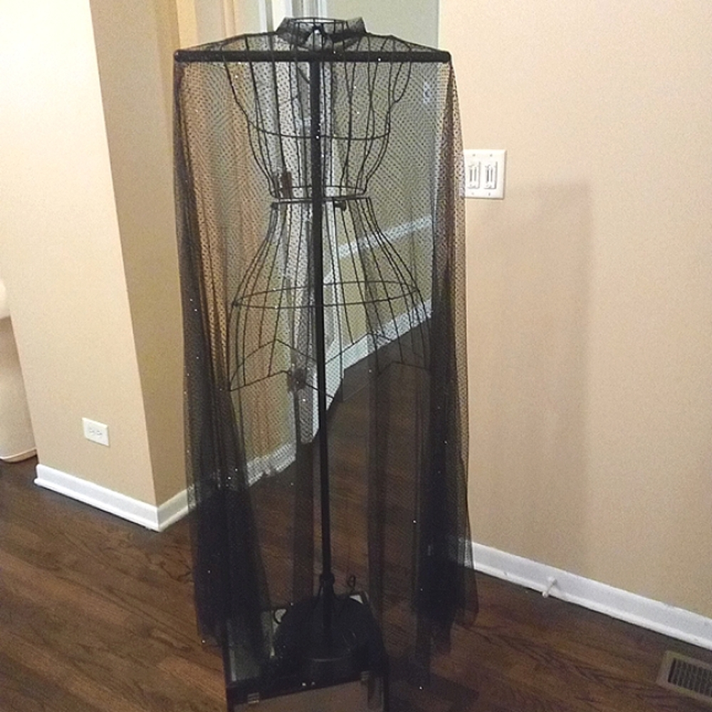 Black Transparent Rhinstone Embellished Shawl - Picture 3 of 4